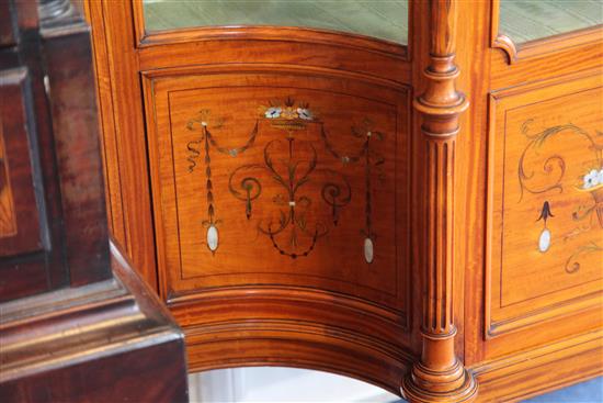 An Edwardian marquetry inlaid satinwood display cabinet, W.4ft D.1ft 6in. H.5ft 7in.